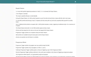 King of Alexandria Maple Moolah – Game rules