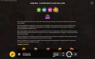 3 Adventures of Alice Hold & Win – Game rules