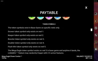 Mega Eagle Power Combo – Paytable