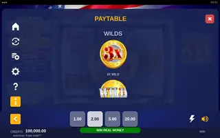 American Triple Gold – Paytable
