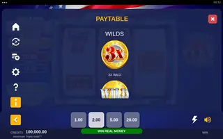 American Triple Gold – Paytable