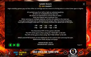 Hot to Burn – 7 Deadly Free Spins – Game rules