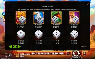 Wolf Gold Dice – Paytable