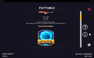 Bison Boom – Paytable