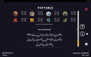 Bison Boom – Paytable