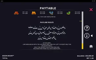 Bison Boom – Paytable