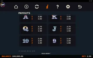 Gold Boom – Paytable