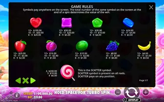 Sweet Bonanza 1000 – Paytable