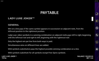 Lady Luxe Joker – Game rules