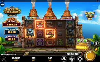 3 Blazing Volcanoes Power Combo – Feature in play