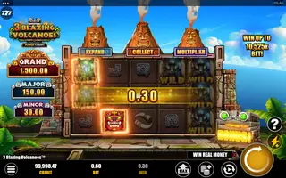 3 Blazing Volcanoes Power Combo – Feature in play