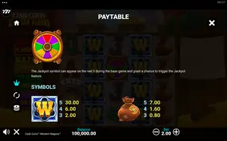 Cash Carts Western Wagons – Paytable