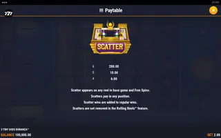 3 Tiny Gods Bonanza – Paytable