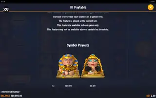 3 Tiny Gods Bonanza – Paytable