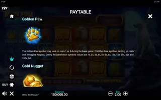 White Wolf Moon – Paytable