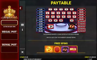 Deal Or No Deal The Big Hit Megaways – Paytable