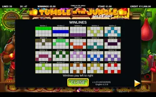 Tumble in the Jungle Wild Fight – Paytable