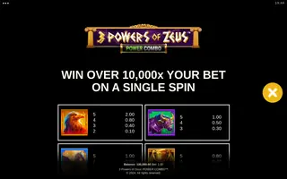 3 Powers of Zeus: POWER COMBO – Paytable
