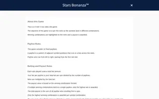 Stars Bonanza – Game rules