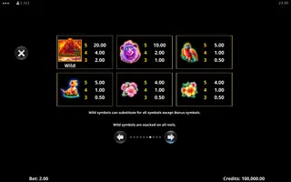 Action Boost Tiki Treasures – Paytable