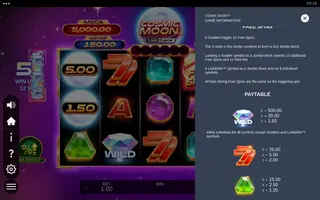 Cosmic Moon – Paytable