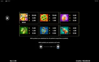 Action Boost   3 Lucky Rainbows – Paytable