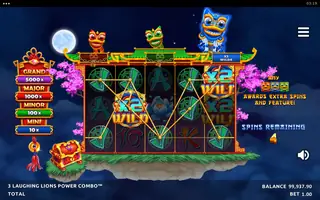 3 Laughing Lions Power Combo – Feature in play