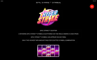 Hyper Strike King Millions – Paytable