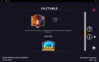 Bison Moon Ultra Link&Win – Paytable