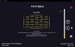 Bison Moon Ultra Link&Win – Paytable