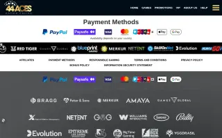 44 Aces – Payments page