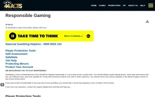 44 Aces – Safer gambling tools
