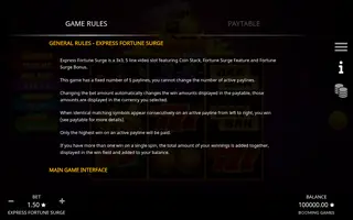 Express Fortune Surge – Game rules