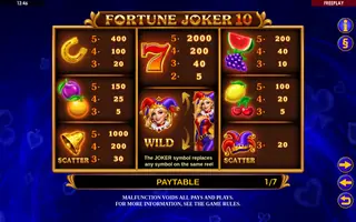 Fortune Joker 10 – Paytable