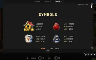 Birds in the City – Paytable
