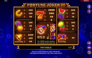 Fortune Joker 20 – Paytable