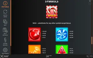 Candyfinity – Paytable