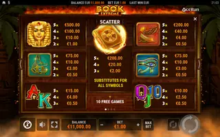 Book Extreme – Paytable