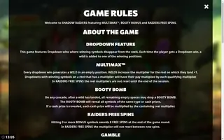 Shadow Raiders MultiMax – Game rules