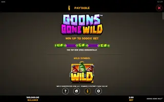 Goons Gone Wild – Paytable