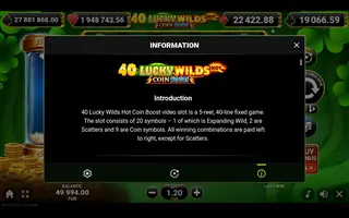 40 Lucky Wilds Hot Coin Boost – Game rules