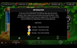 40 Lucky Wilds Hot Coin Boost – Game rules