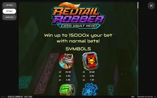 Redtail Robber Cash Vault Heist – Paytable
