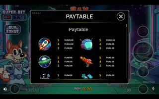 Bax Goes To Space – Paytable