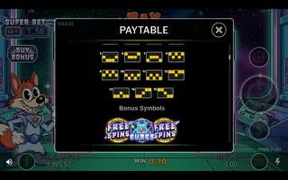 Bax Goes To Space – Paytable