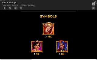 3 Pots of Aladdin – Paytable