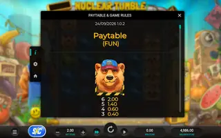 Nuclear Tumble – Paytable