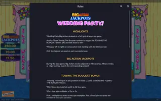 Wedding Party Big Action Jackpots – Game rules