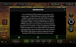 Versailles Gold Buy Bonus – Game rules