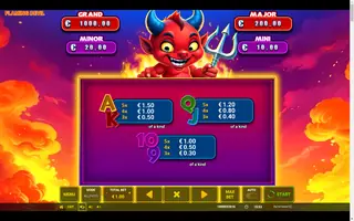 Flaming Devil – Paytable